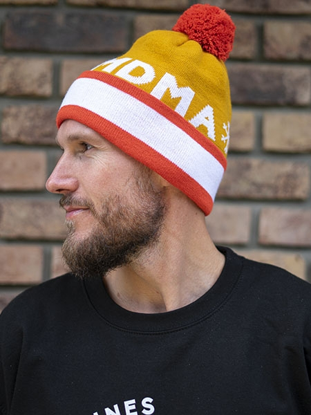 Beanie Snow mustard/orange